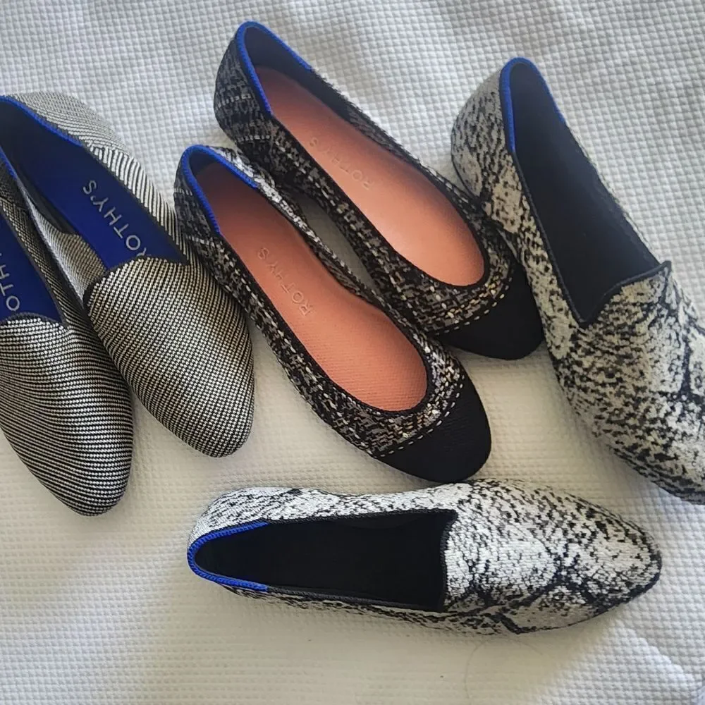 Rothy's Women's Black and White Flats